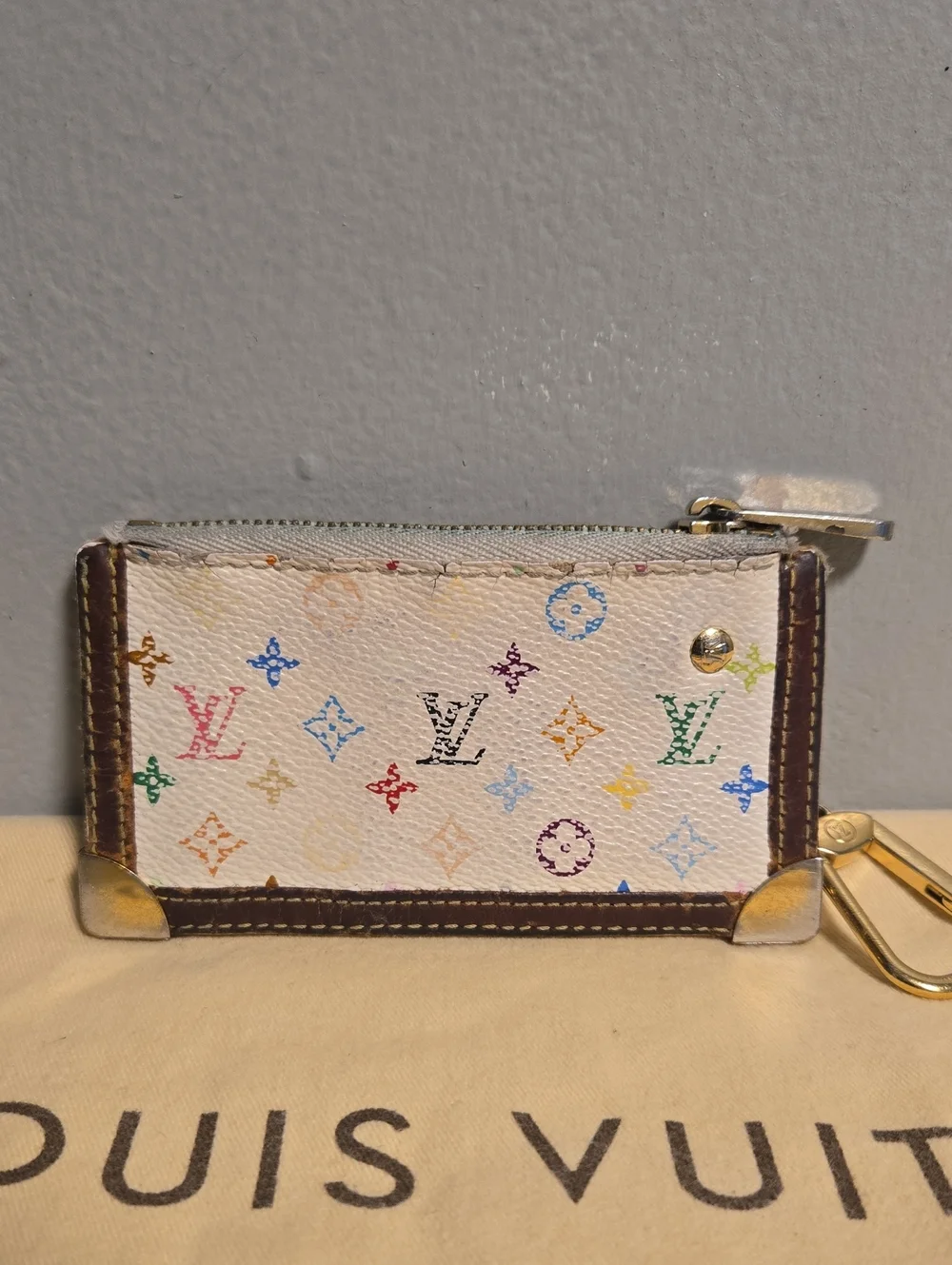 Louis Vuitton Multicolor Monogram White Canvas Key Pouch